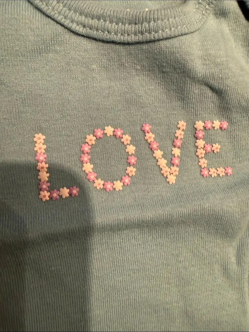 Baby Blue 'LOVE' Short-Sleeve One-Piece Bodysuit Baby Girl 3 Months